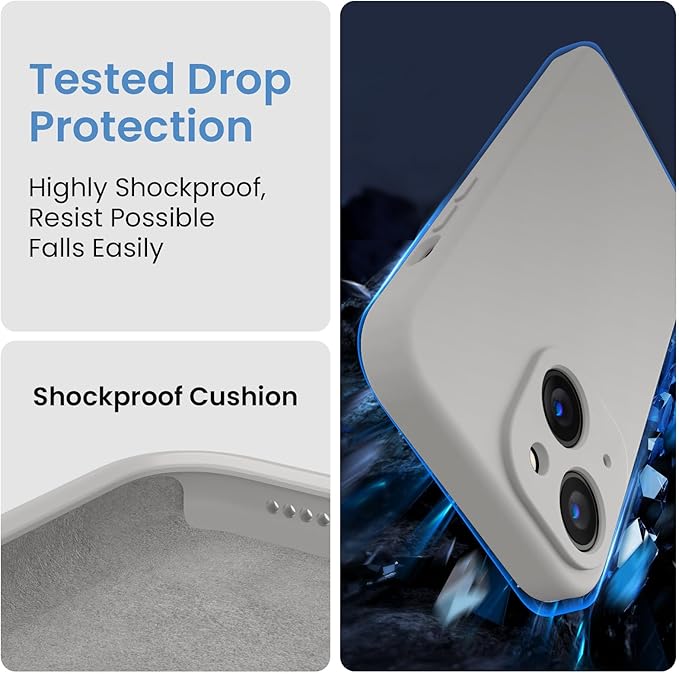 FireNova Designed for iPhone 15 Plus Case, Silicone [Camera Protection] Case with [2 Screen Protectors], Soft Anti-Scratch Microfiber Lining Inside, 6.7 inch, Natural Titanium