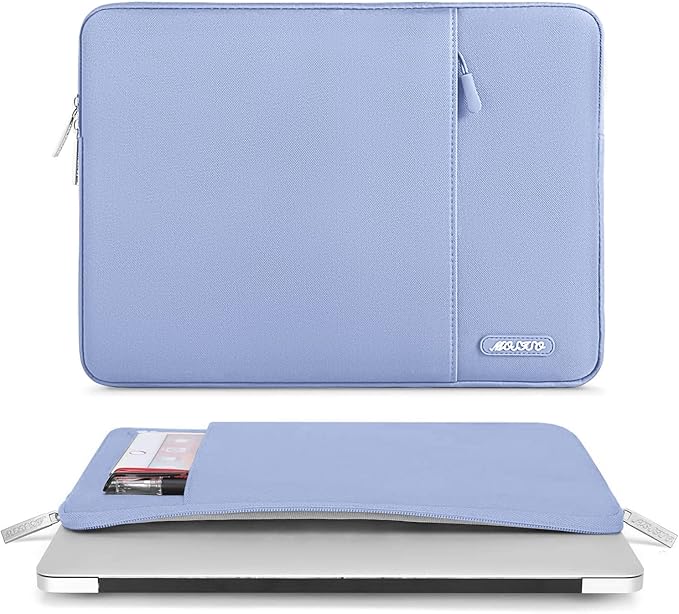 MOSISO Laptop Case 16 inch, 15-15.6 inch Laptop Sleeve Compatible with MacBook Pro 16 M4 M3 M2 M1, HP Acer Dell Lenovo ASUS Notebook, Polyester Vertical Computer Sleeve Bag with Pocket, Pastel Blue