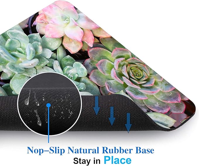 Cute Succulents Mouse Pad, Kawaii Succulent Mouse Pad for Women, Anti-Slip Rubber Base Wireless Mouse Pads for Laptop