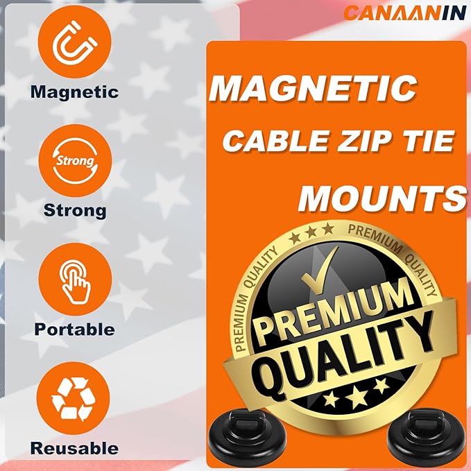 Magnet Zip Tie Mount Clips Magnetic Zip Ties Mount Base Holder Strong Wire Cable Holder Mount Wire Clips Management for Home Office Marine Electrical Wiring (D19 20 Pcs)