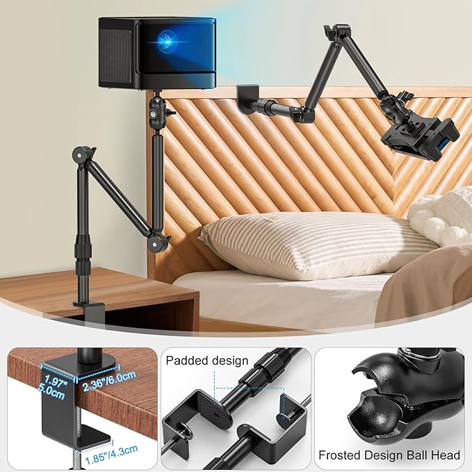 Overhead Camera Mount for Desk, 30.9" Foldable Camera Desk Mount Stand with 1/4" Screws, 360° Rotation 3-Sections Tabletop Holder with C-Clamp for DSLR, Digicam, Webcam, Mini Projector, Microphone