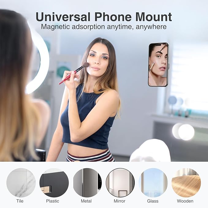 elitehood Magnetic Phone Stand, Small & Portable Magnetic Phone Holder [Dual Strongest Magnets], for Magsafe Foldable iPhone Stand, Universal Cell Phone Stand for Desk Gym Mirror Wall, Black