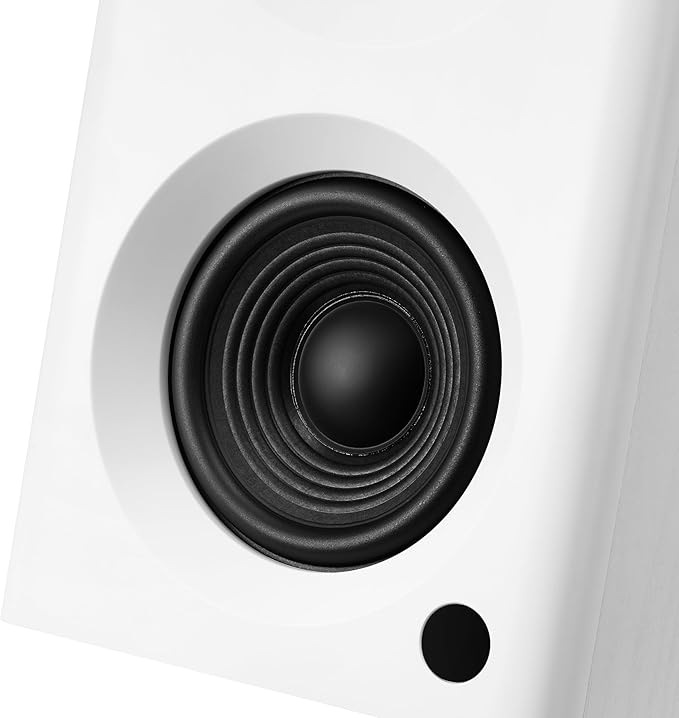 Bookshelf Speakers with Deep Bass, 80W Peak Output Small HiFi Gaming Computer Speakers, 4" Desktop Audio System for Small Home Office Desktop PC, Pair, White