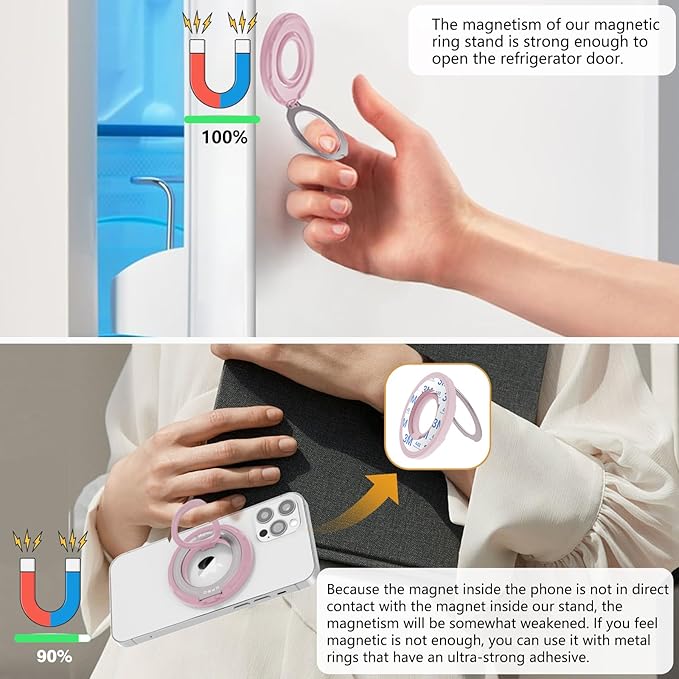 OPSO Magnetic Phone Ring Holder for MagSafe, 360 Degree Rotation Silicone Finger Ring Grip Stand Holder, Adjustable Kickstand, Compatible with iPhone 16 15 14 13 12/Pro/Max, Samsung and All Smartphone