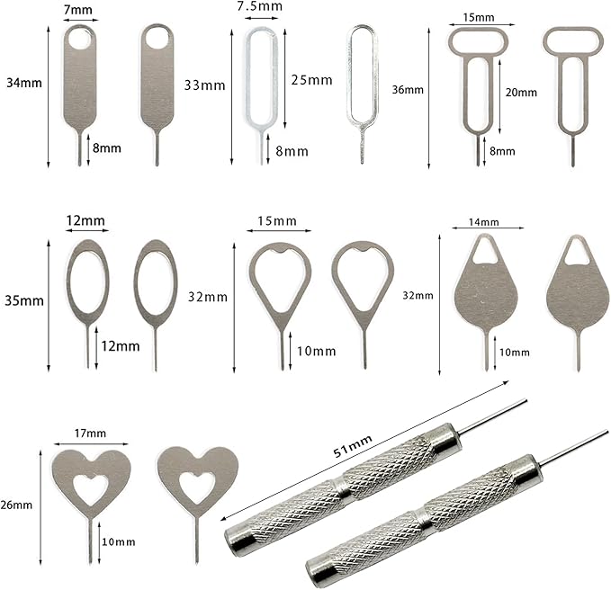 SIM Card Tool Kit with Eject Pins 16 Pcs Tray Openers Needle Ejector for All iPhone iPad Samsung Galaxy Smartphones & Smart Watch Link Remover Tnkcter