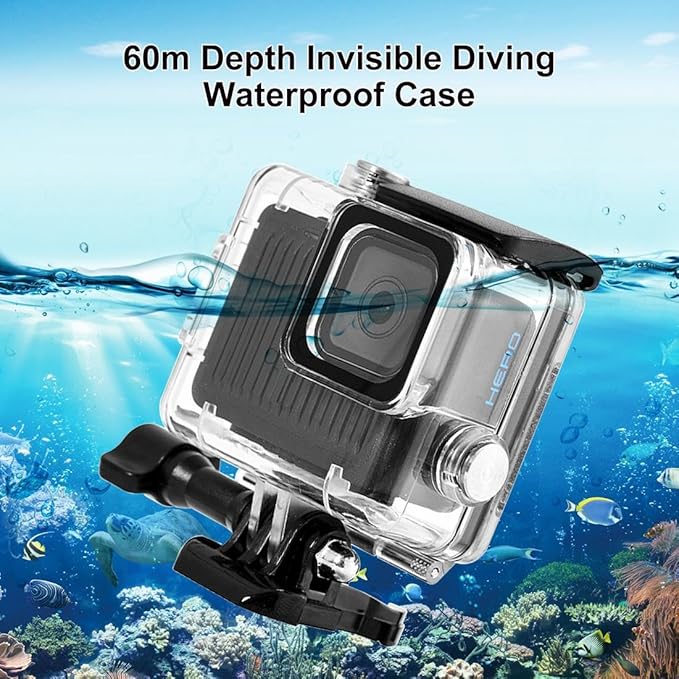 PULUZ 196FT/60M Waterproof Housing Case for GoPro Hero 4K, Protective Underwater Dive Housing Shell with Mount & Screw Accessories for Go Pro Hero 4K 2024 Action Camera