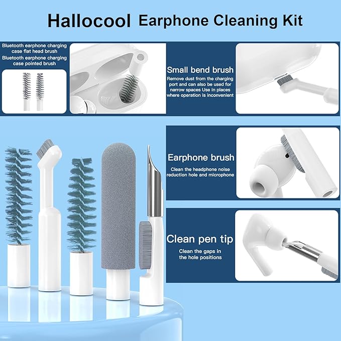 32 in 1 Multi-Functional Cleaning Kit for Electronics Devices, Mobile Phones, Computer, Monitor, Earbuds, Headphones, Laptop, Camera, Lens Portable White Electronic Cleaning Kit (Black)