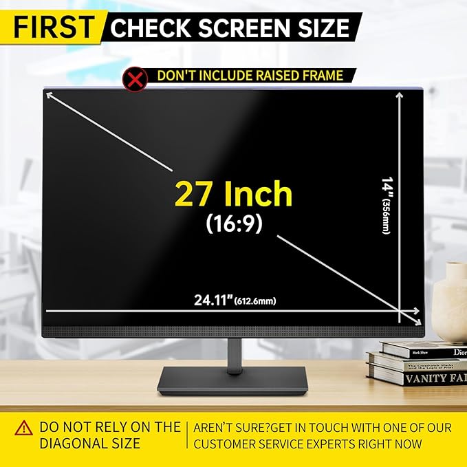 27 Inch Computer Privacy Screen for 16:9 Computer Monitor, Anti-Blue Light Monitor Privacy Screen Filter, Anti-UV Computer Screen Privacy Shield, Hanging Type
