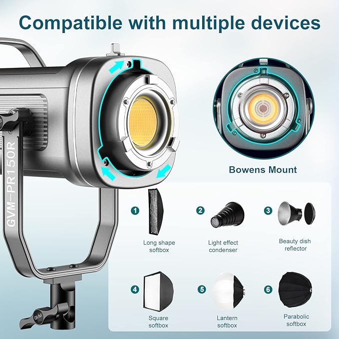 GVM 150W LED Video Light 2700K~7500K RGB Video Light Photography Studio Light Kit with Lantern Softbox & Stand, CRI97+TLCI97 with 8 Lighting Effects+Custom Effects for Outdoor Shoot YouTube Videos