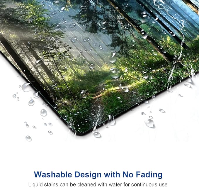 Forest Mouse Pad, Natural Scenery Mouse Pad Custom Design, Square Waterproof Mouse Pad Non-Slip Rubber Base MousePads for Office Laptop, 9.5x7.9x0.12 Inch, Nature Misty Forest