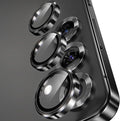 YWXTW Camera Lens Protector for Samsung Galaxy S25 Accessories [1:1 Fit & Ultra Clarity] 9H Tempered Glass Metal Individual Ring Camera Cover Screen Protector for S25, Case Friendly (Black)