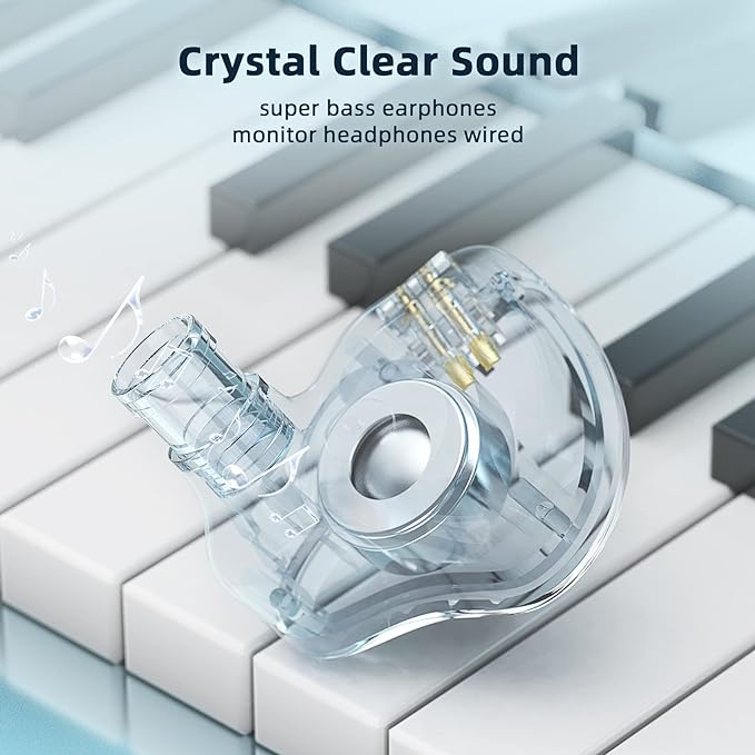 YINYOO KBEAR KS1 in Ear Monitor Bass Earbuds Wired Earbuds,Clear Sound Stereo Headphones, Vocals Forwards High Resolution Noise Canceling Earphones with Detachable Cable for Musicians