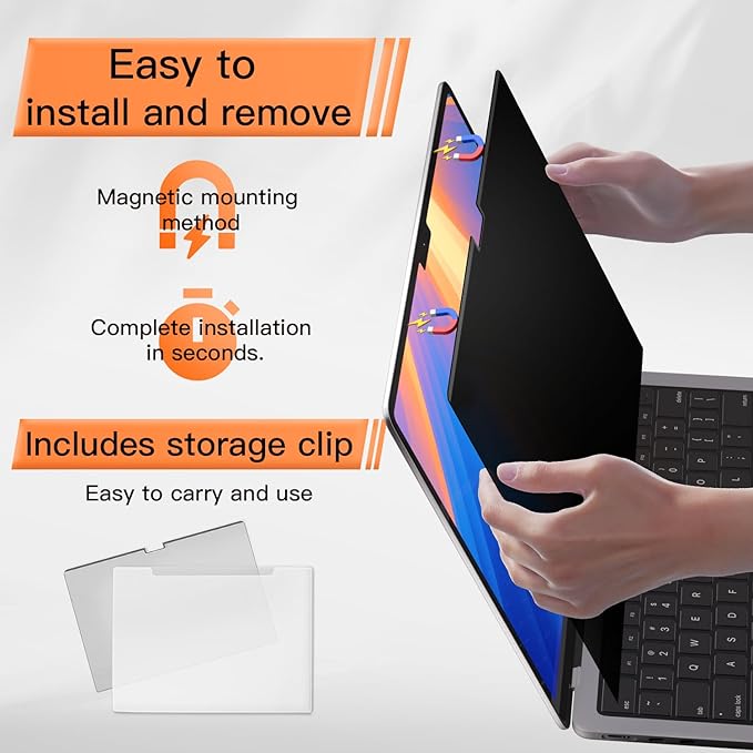 Magnetic Privacy Screen MacBook Air 13 Inch(2018-2021, M1), Removable Anti Blue Light Glare Filter Screen Protector with Camera Cover for Mac air 13''
