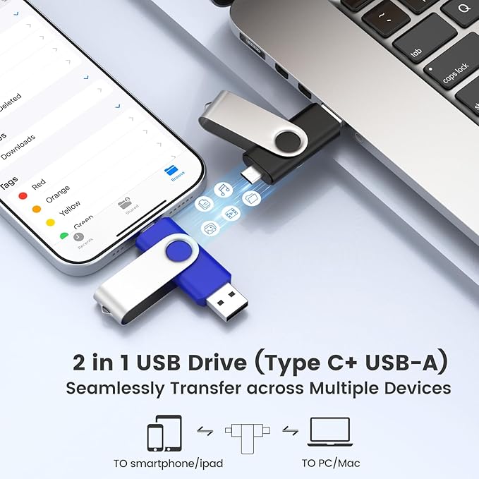 ABLAZE 32GB USB C Flash Drive 10 Pack, OTG USB 2.0 + Type C Memory Stick Dual Type C Thumb Drive Compatible with iPhone 16/15, Android Smartphone, Computers, Tablets, Mac,iPad,PC