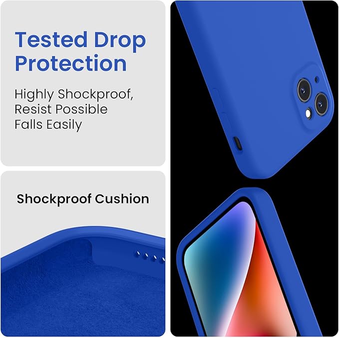 FireNova Designed for iPhone 13 Case, Silicone Upgraded [Camera Protection] Phone Case with [2 Screen Protectors], Soft Anti-Scratch Microfiber Lining Inside, 6.1 inch, Klein Blue