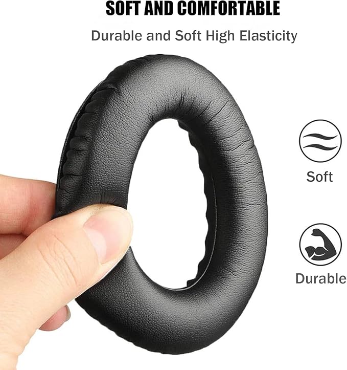 Replacement Earpads Cushions for Bose QuietComfort 35 ii/QC35/QC25/QC2/QC15/Ae2/Ae2i/Ae2w, Thickened Soundproof Sponge, Ear Pads with Softer Leather Ear Pads for Bose(Black)