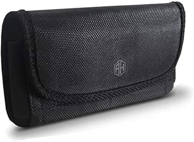 AH Military Grade Nylon Cell Phone Pouch - Clip Holder for Belt Loop, Fits iPhone 13/14 Max/Pro, S20 Plus, Otterbox (Large)