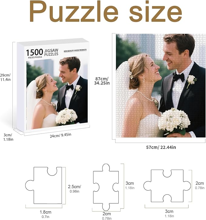 Personalized Photo Puzzle with Glossy Finish – Custom Jigsaw Puzzle 120/200/300/500/1000/1500 Pieces for Family, Couples, Pets, Birthdays, and Weddings (1500-Vertical)