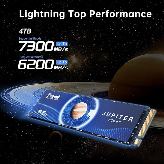 FX991 M.2 SSD 4TB NVMe SSD M2 2280 PCIe Gen 4x4, Read Up to 7300MB/s, Internal Solid State Drive for PS5 Laptop Desktop 3D QLC NAND