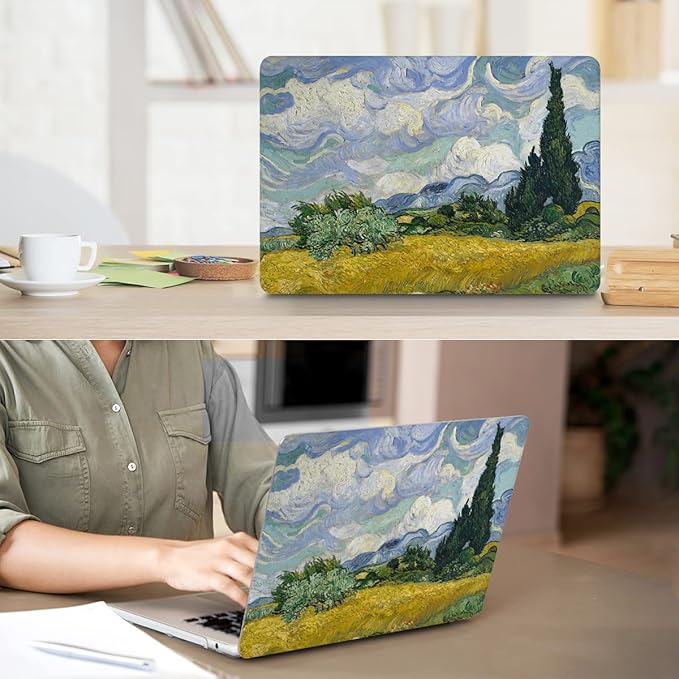 Compatible with 2025 2024 2023 2022 MacBook Air M3 13.6 inch Case A3240 M4 A3113 M2 A2681 with Touch ID, Plastic Hard Shell Case & Keyboard Cover & Screen Protector & Webcam Cover, Landscape