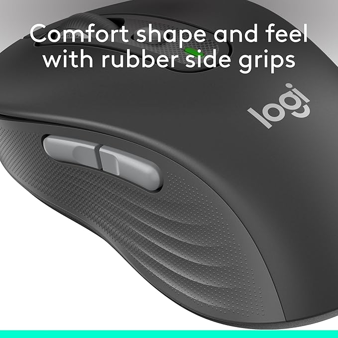 Logitech Signature Plus M750 L Wireless Mouse - for Large Hands, SmartWheel, Bluetooth, Multi Device, 24-Month Battery, Silent Clicks, Customizable Side Buttons, Contoured Shape - Graphite