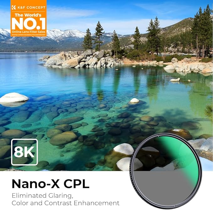 K&F Concept 82mm Circular Polarizers Filter Polarizing Filter 28 Multi-Layer Coated Super Slim High Definition CPL Lens Filter (Nano-X Series)