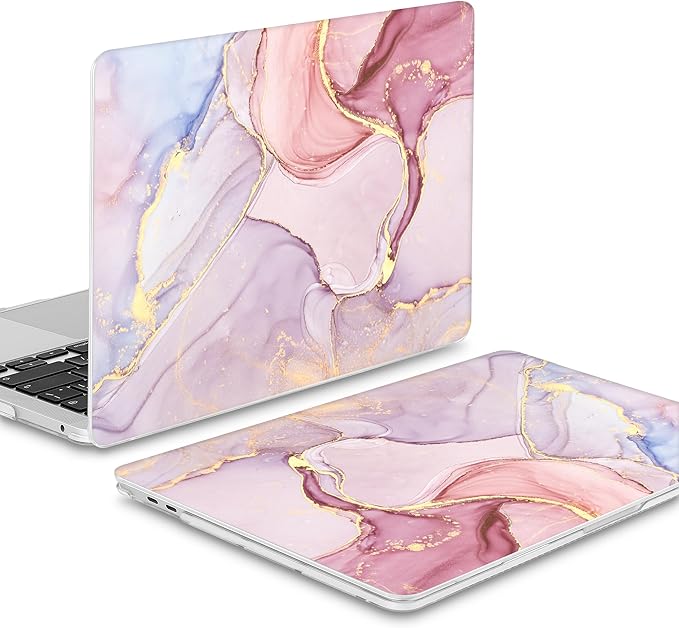 Mektron for MacBook Air 13 Case A1466/A1369 (2010-2017 Release), Snap-on Plastic Hard Shell Cover for MacBook Air 13.3 inch with Keyboard Cover,Pink Marble