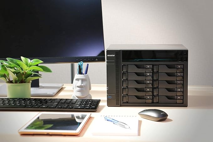 Asustor Lockerstor 10 Pro AS7110T 10 Bay NAS - Network Storage Enclosure, Quad Core 3.4GHz CPU, 8GB RAM DDR4, M.2 NVMe SSD Caching