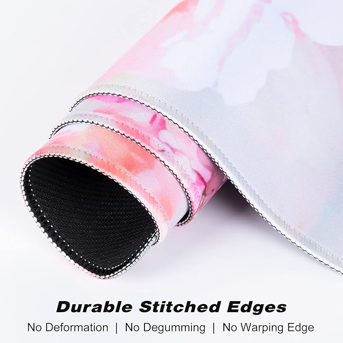 Extended Gaming Mouse Pad, XXL Large Desk Pad 30 x 14 Inch, Big Computer Keyboard Mousepad, Waterproof Mouse Mat with Stitched Edges and Non-Slip Base for Women Office Gaming, Flower