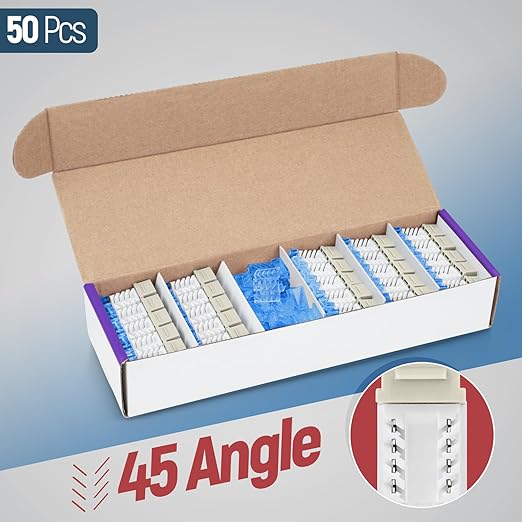 Everest 45° Angled RJ45 Cat5e Keystone Jacks 50-Pack in Ivory - Slim Profile Female RJ45 Connectors - Cat 5e Keystone Jack - Compatible with 45° Angled Speed Termination Tool - 45Term (B0BL3GS7ZY)