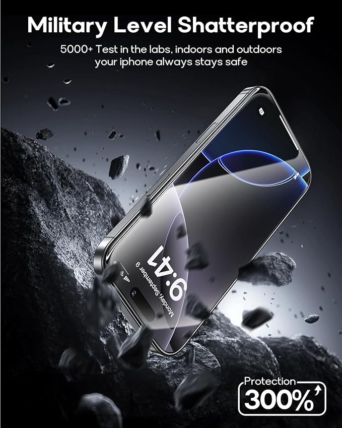 3 Pack for iPhone 14 Pro Max Tempered Glass Screen Protector:9H+ Durable, Auto Positioning, Bubble Free, High Definition, Easy Installation