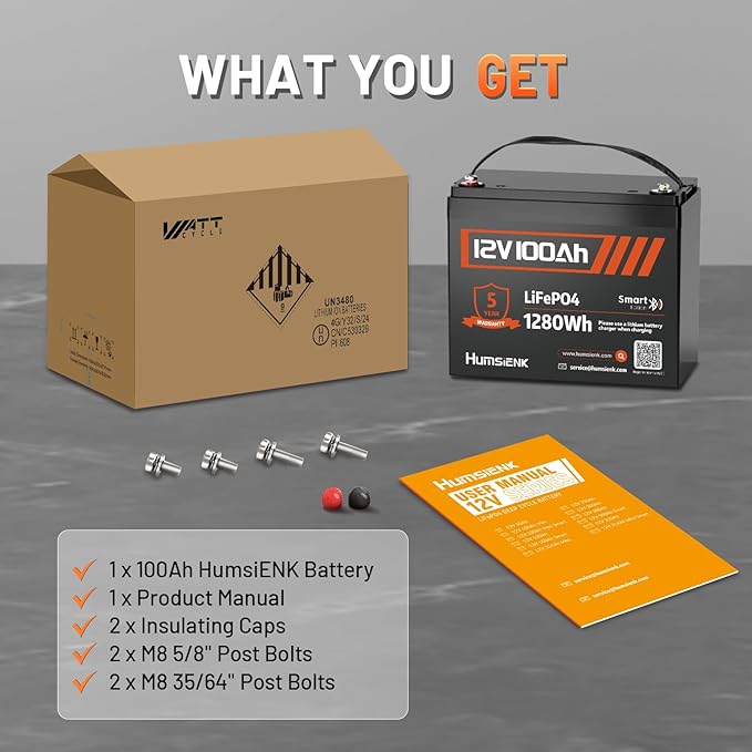 12V 100Ah LiFePO4 Lithium Battery with Bluetooth - BCI Group 24 15000+ Deep Cycle Battery, Built-in 100A BMS & Low-Temp Protection, for RV/Marine/Trolling Motor/Off-Grid/Home Backup