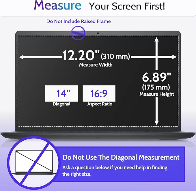 3 Pcs 14 Inch Anti Blue Light Screen Protector Compatible With Lenovo Hp Dell Acer Asus Samsung etc Laptop-16:9 Aspect, 14" Computer Monitor Glare Filter Uv Blocker Shield Cover Eye Protection Film