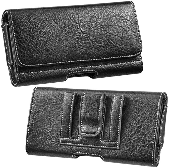 GW USA for for Samsung Galaxy S25 S24 Ultra Plus, Z Fold 7 6 Holster Black Leather Carrying Cell Phone Holder Belt Clip Holster Case Pouch for iPhone 14 15 16 17 Pro Max 14 15 16 Plus 17 Air
