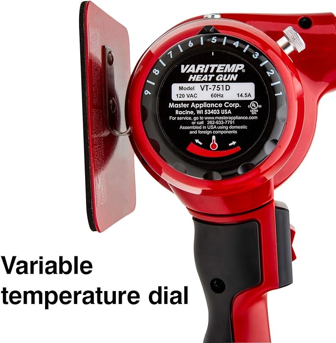 Master Appliance VT-751D Industrial Heat Gun, Quick Change Plug-In Heating Element, Variable Temperature Heat Gun, 130F to 1200F, 120V, 1740W, 14.5 Amps, Assembled In USA - USA Company
