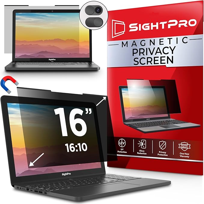 Magnetic Laptop Privacy Screen 16 Inch 16:10 - Removable Computer Privacy Filter Shield and Protector
