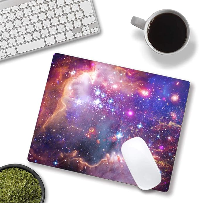 Bright Star Galaxy Mouse Pad - Space Gaming Mat, Non-Slip Waterproof Square, 9.5x7.9x0.12 Inch