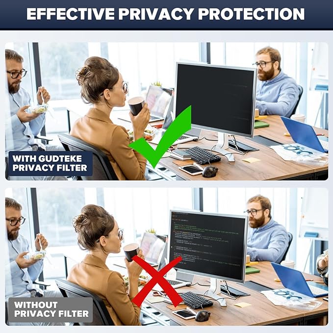 [2-Pack] HD Computer Privacy Screen 24 inch, Upgraded Computer Privacy Screen for 16:10 Widescreen Removable Anti Glare Computer Screen Cover and Blue Light UV-Blocking Screen Privacy Filter