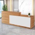 Reception Desk with Counter Modern Checkout Counter with Lockable Drawer Keyboard Tray Receptionist Desk for Office Salon Reception Table S Right 71inch/180cm