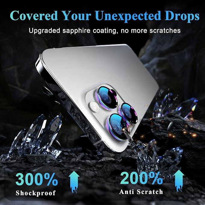 YWXTW Camera Lens Protector for iPhone 16 Pro/iPhone 16 Pro Max, [1 Step Installation Tray] Tempered Glass Screen Protector Metal Individual Camera Cover Accessories Case Friendly (Coloured-2Pack)