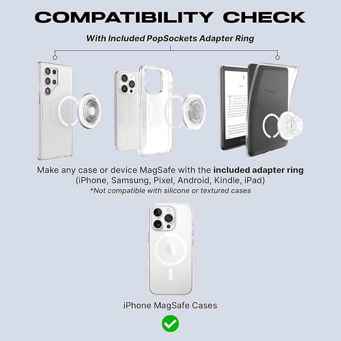PopSockets Kick-Out Grip for MagSafe, Phone Grip with Built-in Phone Stand, Adjustable Kickstand for Portrait or Landscape, Strong Magnetic Hold, Wireless Charging Compatible - Black
