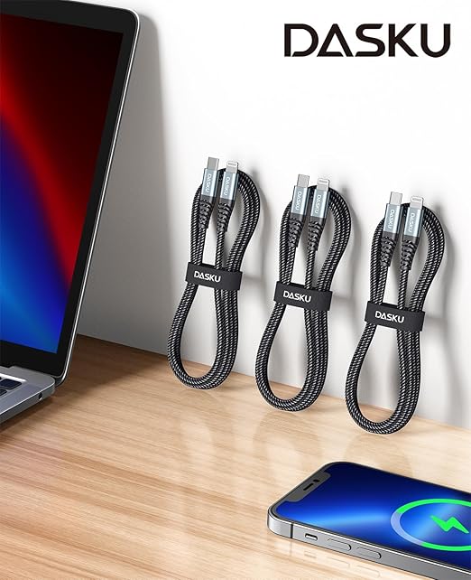 Dasku USB C to Lightning Cable 3Pack 10 FT, [MFi Certified] iPhone 14 13 Fast Charger Extra Long 10 Foot Type C Charging Cord Compatible with iPhone 14 13 12 11 Pro Max Mini 8 Plus SE iPad and More