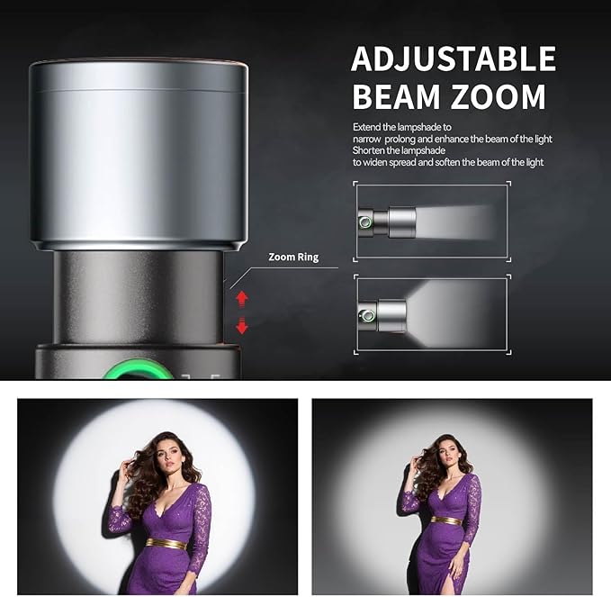 PHOTOOLEX 8400mAh Led Photography Flashlight with 4 Colors/10 Magnetic Pattern Gobos, Handheld Spotlight for Photography, 10W Rechargeable Fill Light for Photo, Content Creation, Video Recording