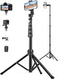 Phone Tripod, 71" Portable Cellphone Tripod Stand with Remote & Phone Holder, Camera Stand for iPhone, Compatible with Camera iPhone/Android Smartphone/Gopro