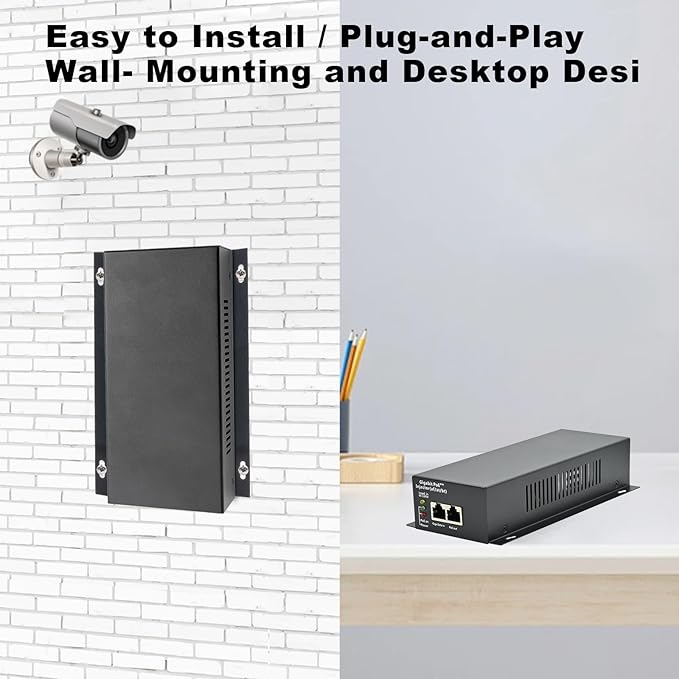 High Power Gigabit PoE++ Injector Adapter, Integrated Power Supply, Convert A Non-PoE Port to A 90W Gigabit Port, Up to 95W to 60W, 30W, 15.4W, Up to 100m (328 ft)
