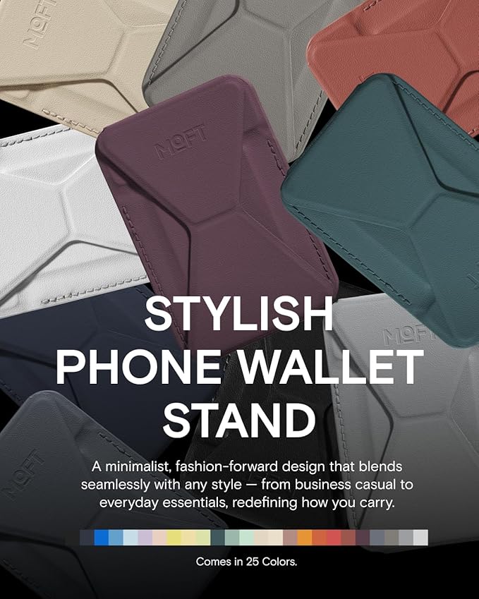MOFT Magnetic Wallet Stand Compatible with iPhone 16/15/14/13/12 Series, Angle Adjustment & Magsafe Compatible MOVAS Phone Stand,BlackBerry