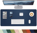 Pu Leather Desk Protector & Writing Pad, Non-Slip Laptop Mat - Waterproof, Office/Home (23.6"x13.8", Midnight Blue)