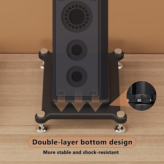 2pcs Subwoofer Isolation Stand, Double-Layered Speaker Isolation Stands with Stainless Steel Metal Feet, Acoustic Speakers Isolation Pad for Floor, Desktop (15.7×17.7in)