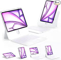 ONLY fit for iPad 12.9 inch Pro 6/5/4/3rd Gen & 13 inch iPad Air (2025 M3, 2024 M2) Case with Detachable Keyboard Trackpad, 360 Rotate Cover Pencil Holder 12 Shortcut Key 7 Color Backlit, White