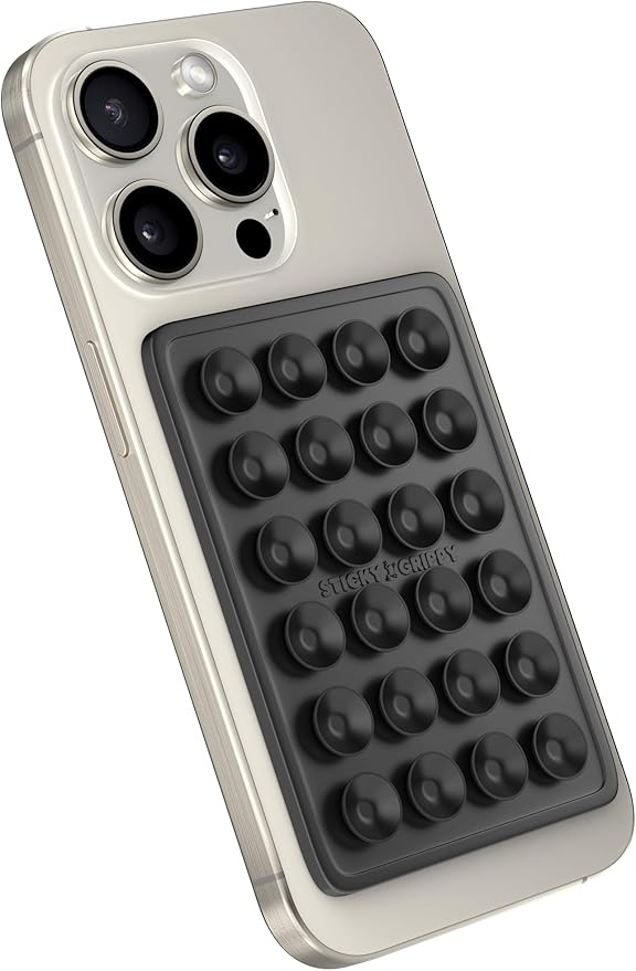 Suction Phone Case Mount, Sillicon Adhesive Phone Accessory for iPhone and Android, Hands-Free Fidget Toy Mirror Shower Phone Holder, Tiktok Videos and Selfies (Black)